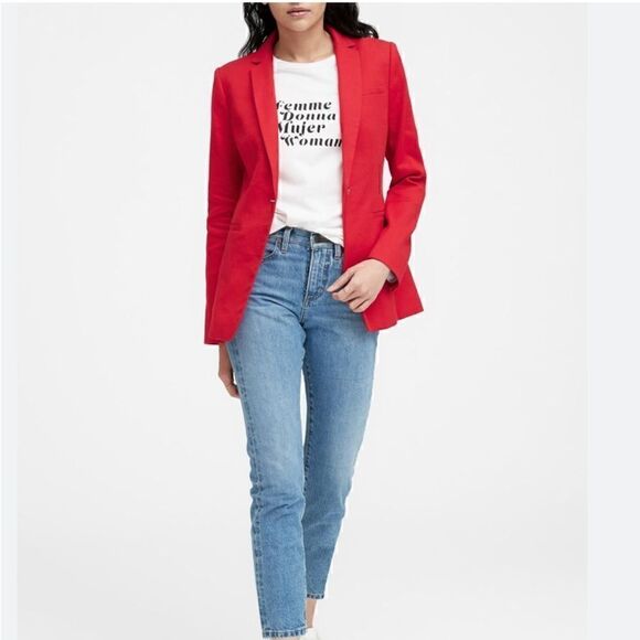 red linen coat vintage blazer coat jacket women's size 8 Newport News - Picture 3 of 8